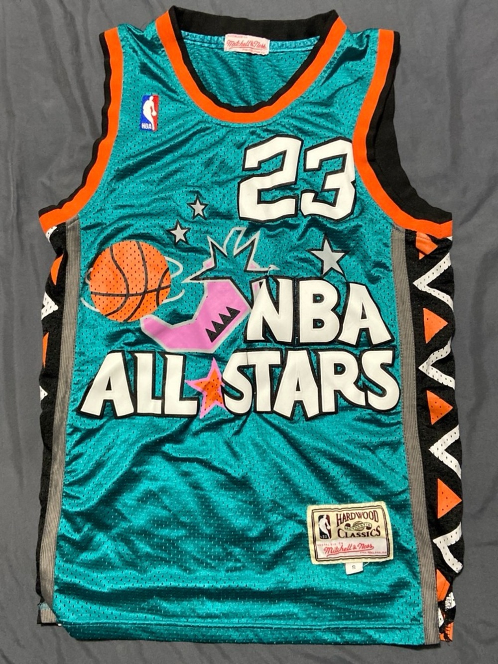 Mitchell & Ness Teal NBA All-Stars Jersey with Orange & Black Trim